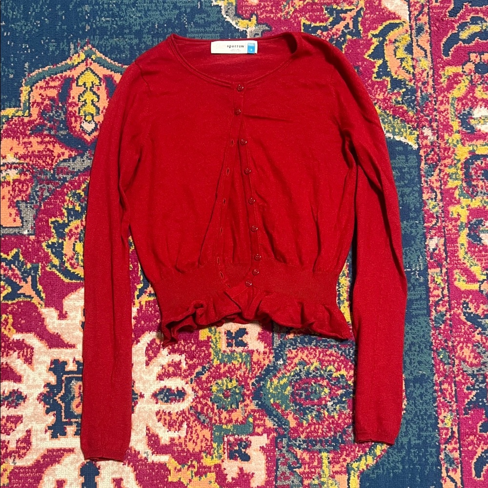 Sparrow Vibrant Red Knitwear button up size small